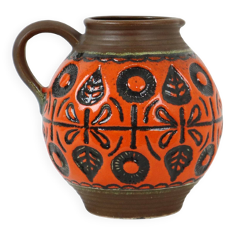 Rare vase convexe orange Allemagne de l’Ouest Poterie Wekara 1850-18