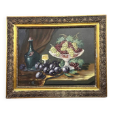Tableau huile sur toile : nature morte aux fruits (A)