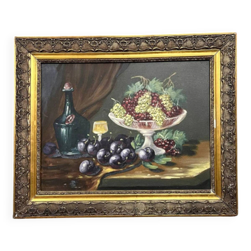 Tableau huile sur toile : nature morte aux fruits (A)