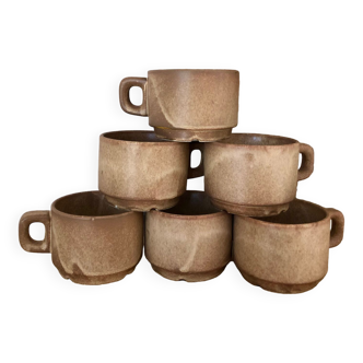 Vintage set of 6 stoneware/terracotta cups