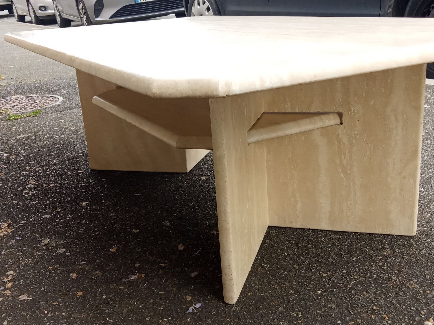 Travertine coffee table