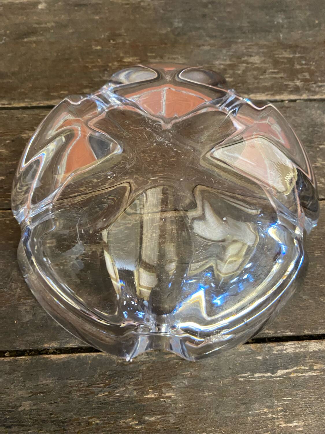Vintage DAUM Crystal Petal Shaped Ashtray Pocket Video #D8