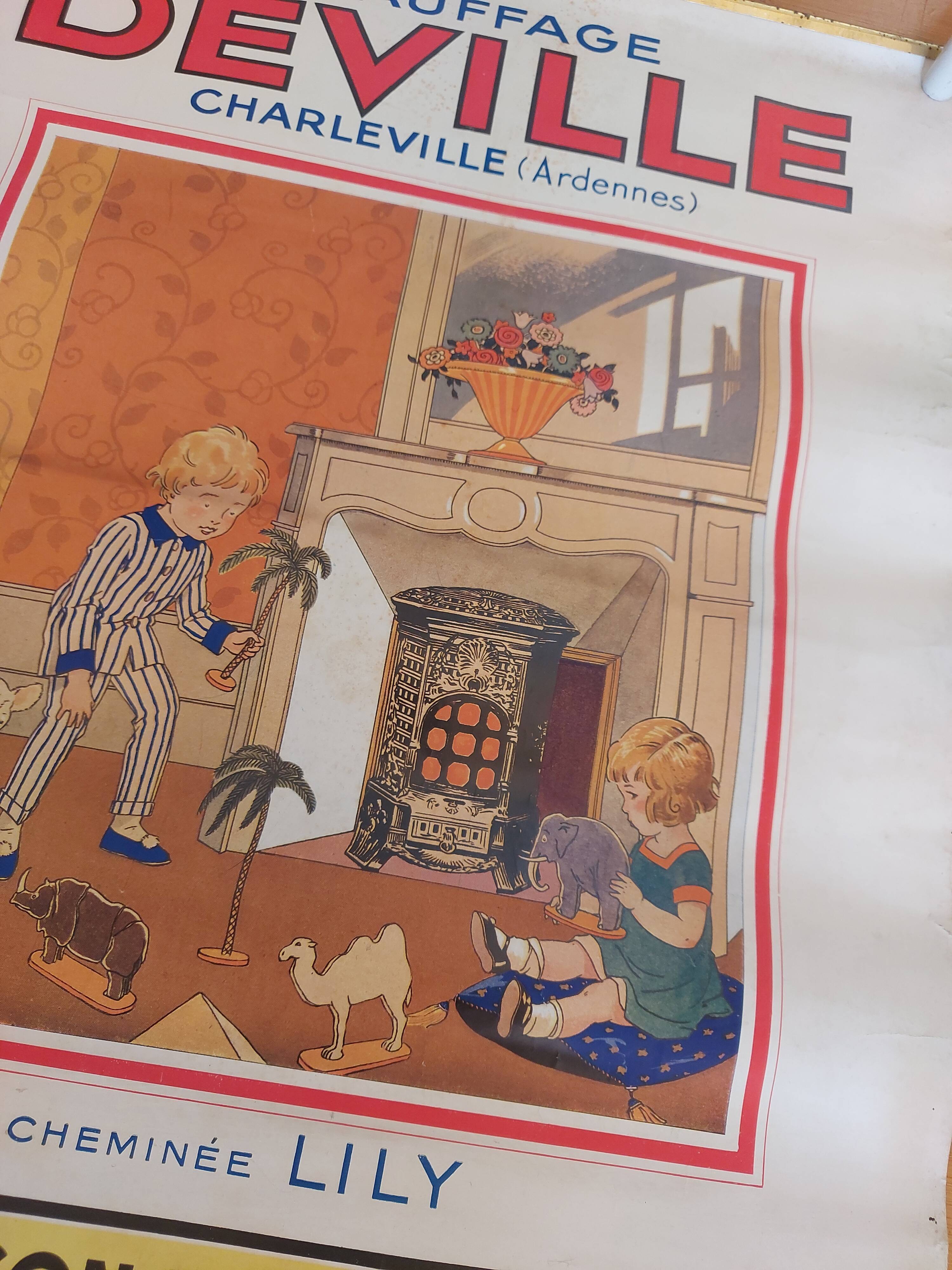 Lithographed poster heating Deville