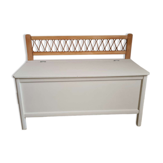 Old wooden and rattan chest