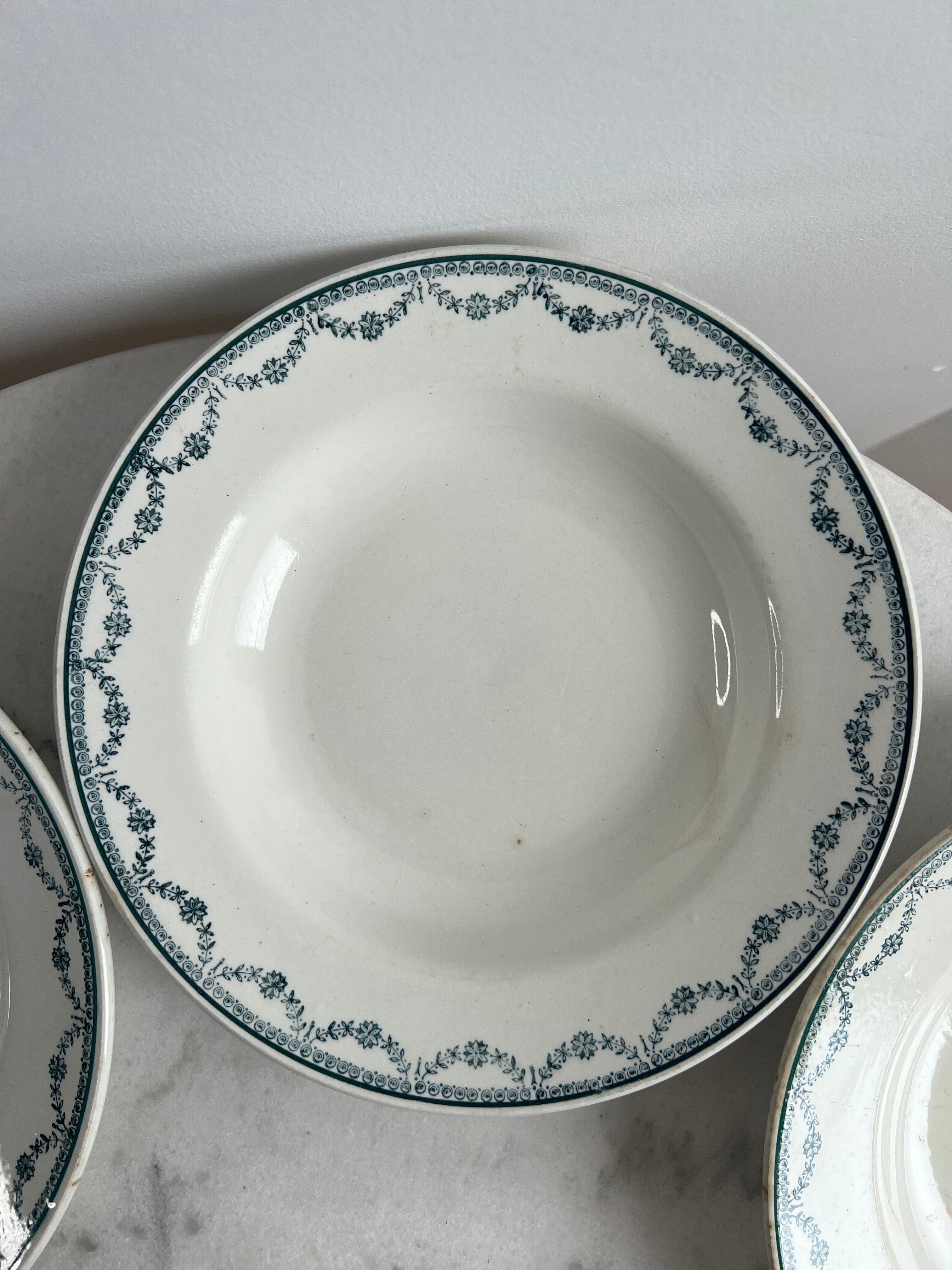 Ironstone set of 5 deep plates St Amand