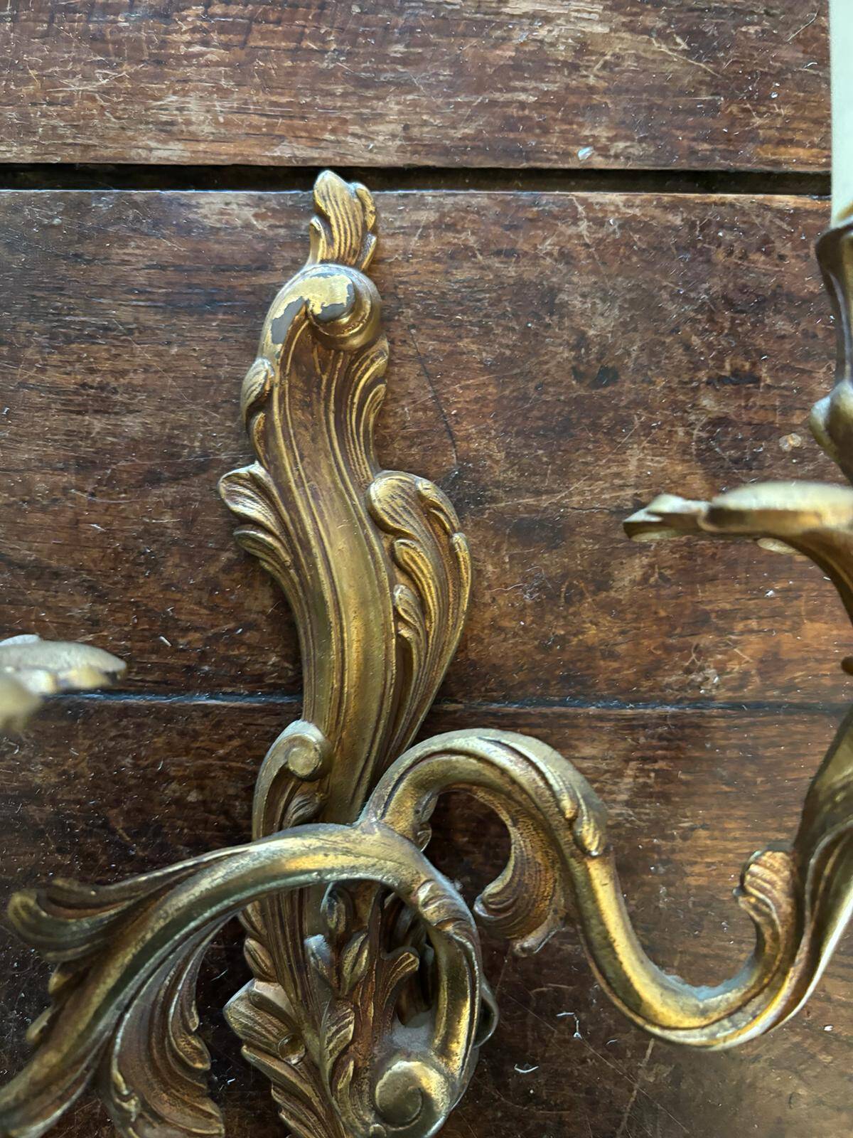 Pair of Louis XV Style wall lights in gilded bronze