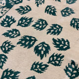 Antique indian carpet hand made green cream wool area 120x205cm