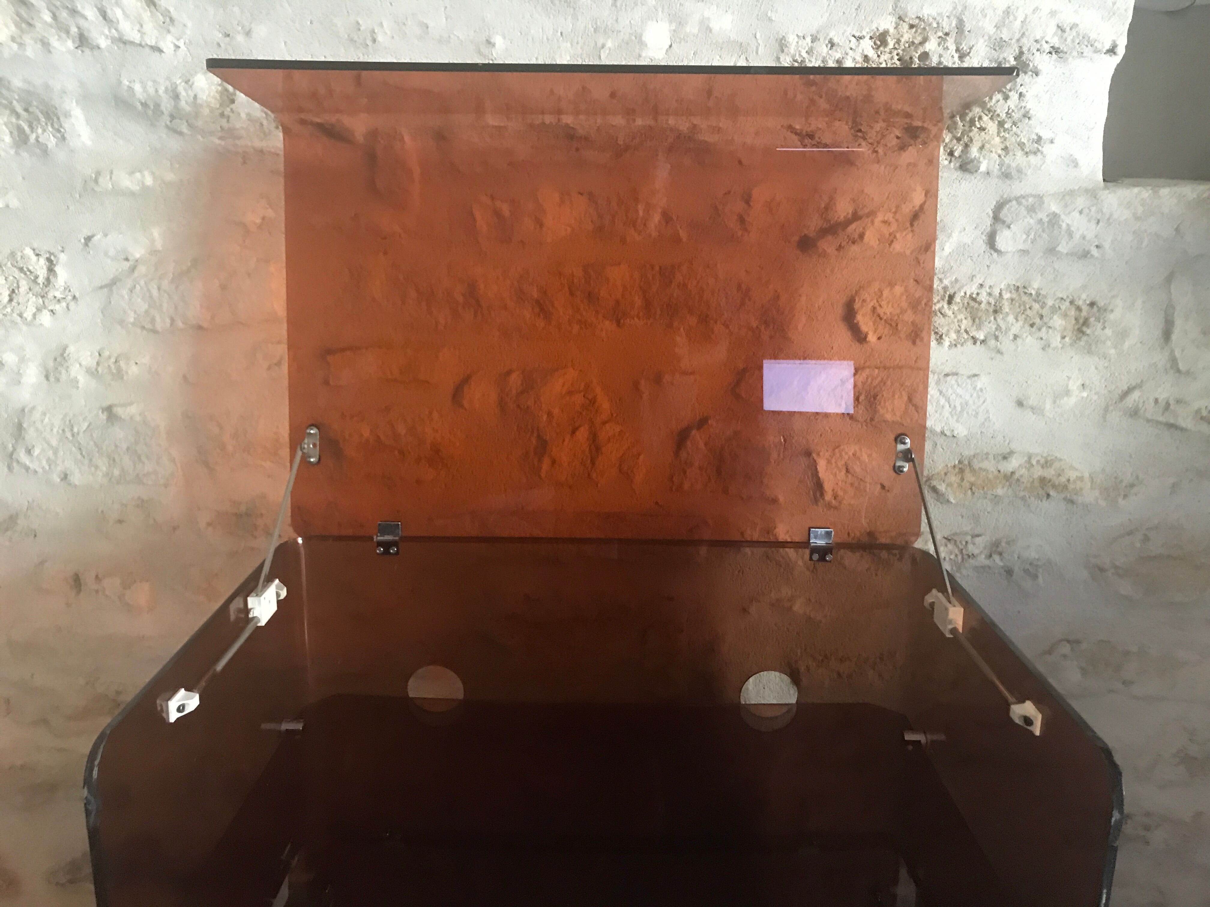 Vintage HI-FI cabinet in smoked plexiglass, Circa 1970