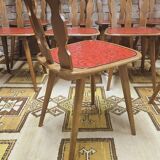Lot de 12 chaises bistrot skaï rouge 1960 vintage