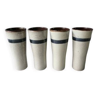 4 large ceramic glasses signed MBFA Pornic, 1960s
