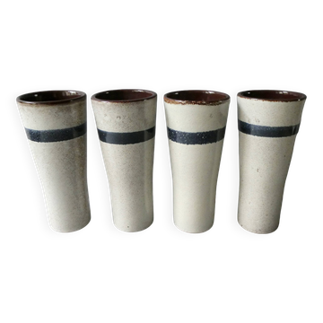 4 large ceramic glasses signed MBFA Pornic, 1960s