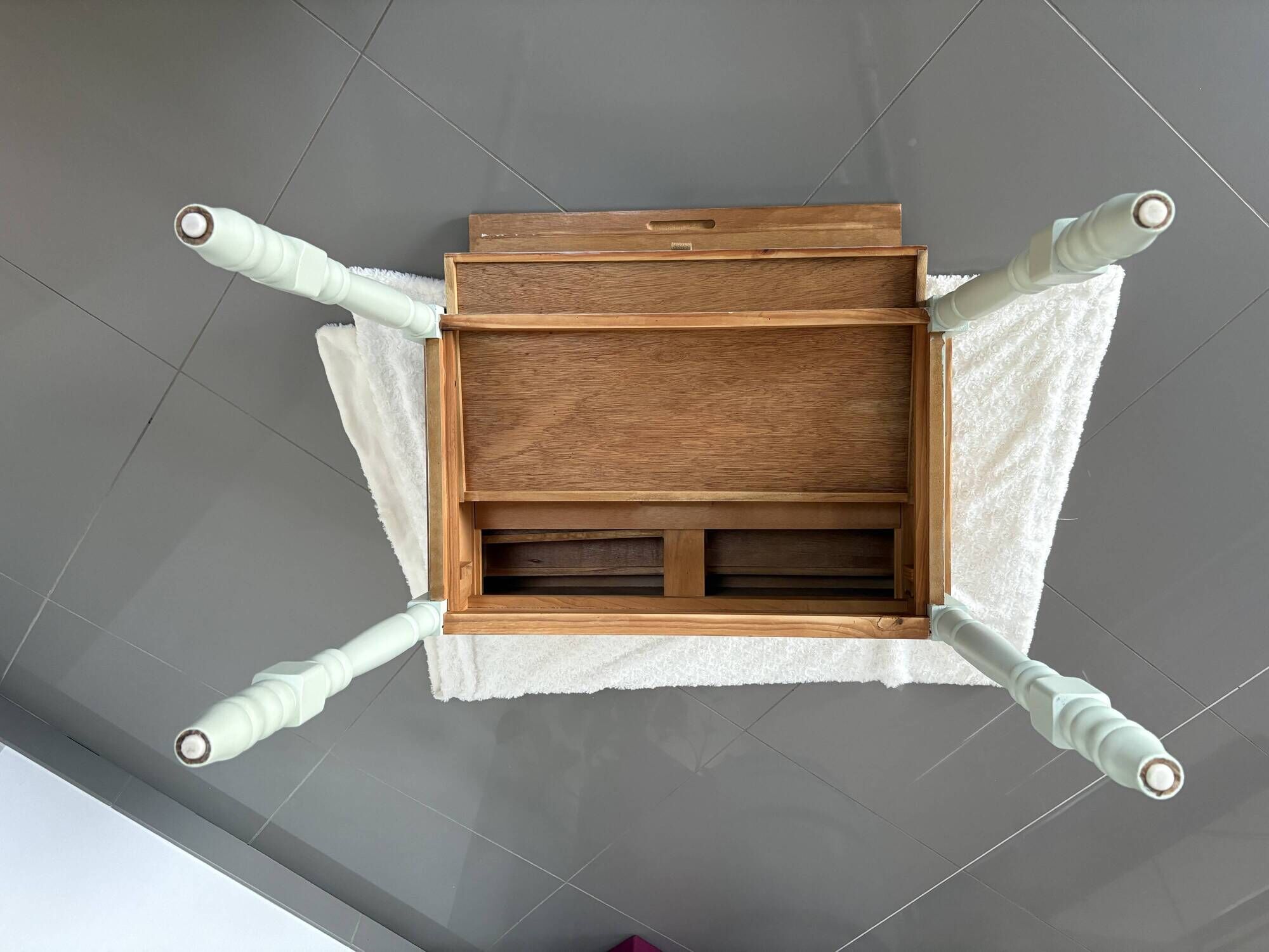 Coiffeuse / Bureau rénové et Tabouret velours, Touche Naturelle Moderne
