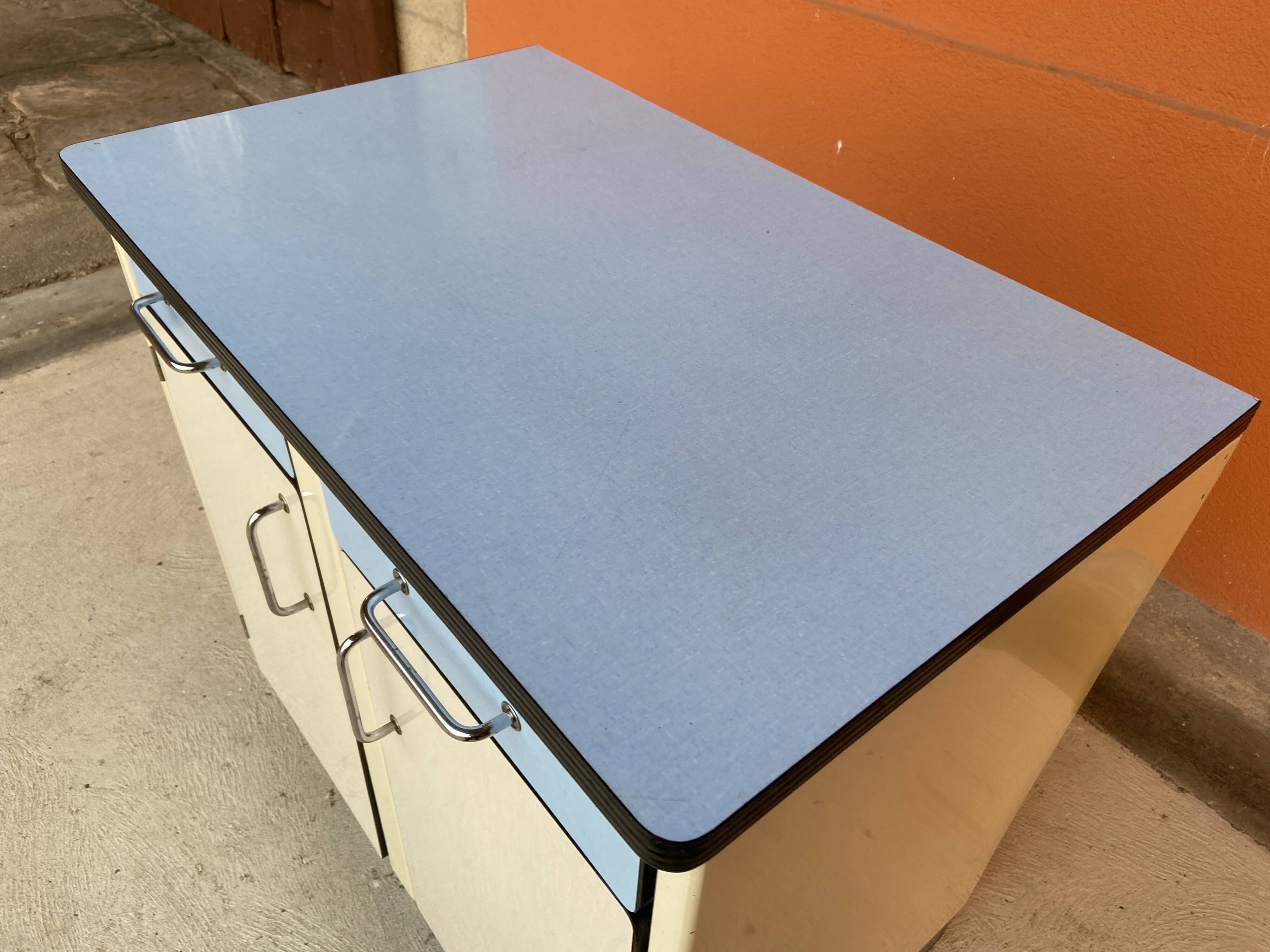 Vintage sideboard in blue formica 1960s
