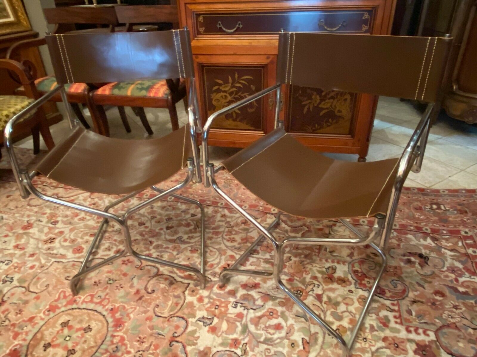 Pair of folding armchairs