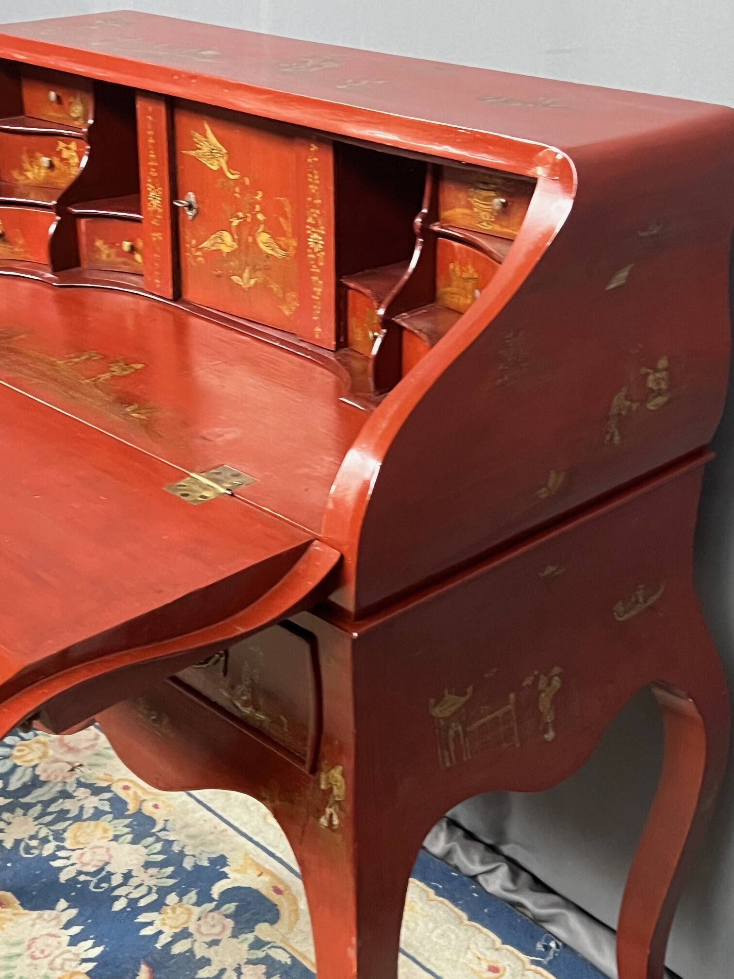 Antique Chinese secretary desk. Hand-painted.