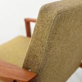 Pair of Danish teak armchairs with green upholstery