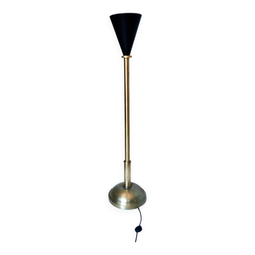 Lampadaire en laiton et aluminium verni noir, Italie