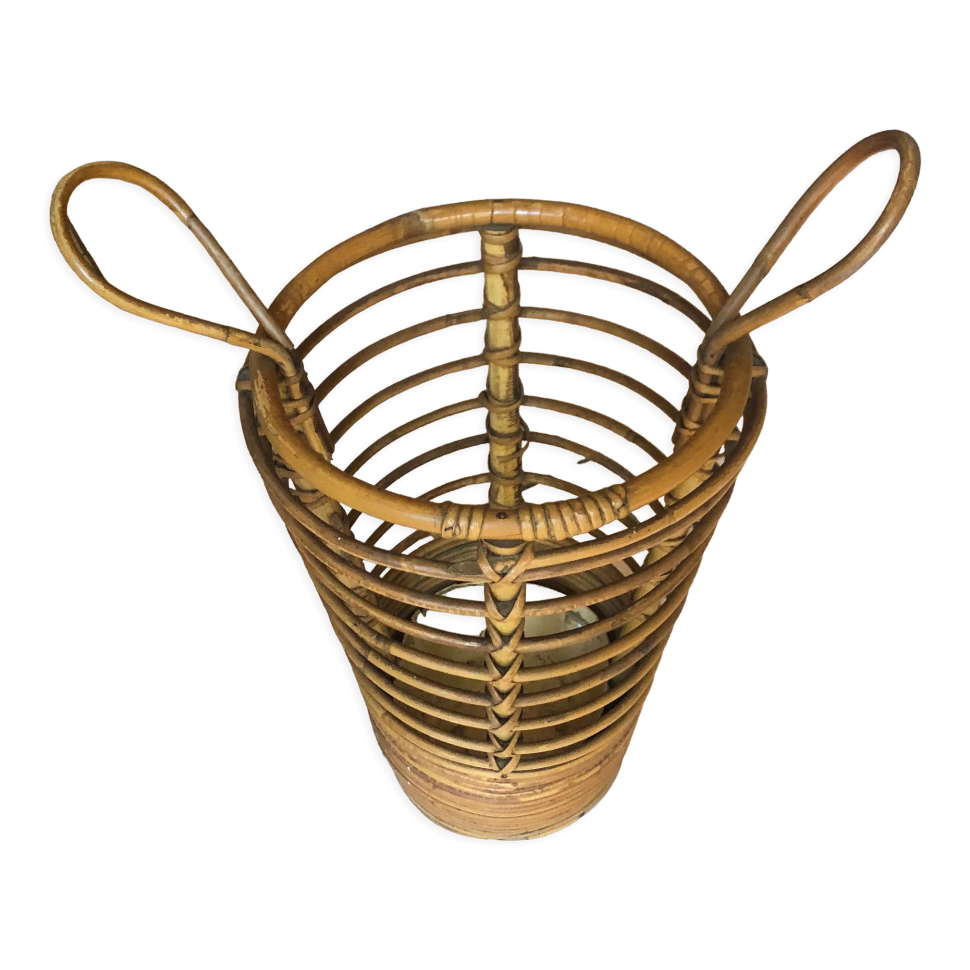 Umbrella door with bamboo handles and vintage rattan 60s