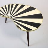 4 x side table retro, kidney shaped L, triangular high, black/white