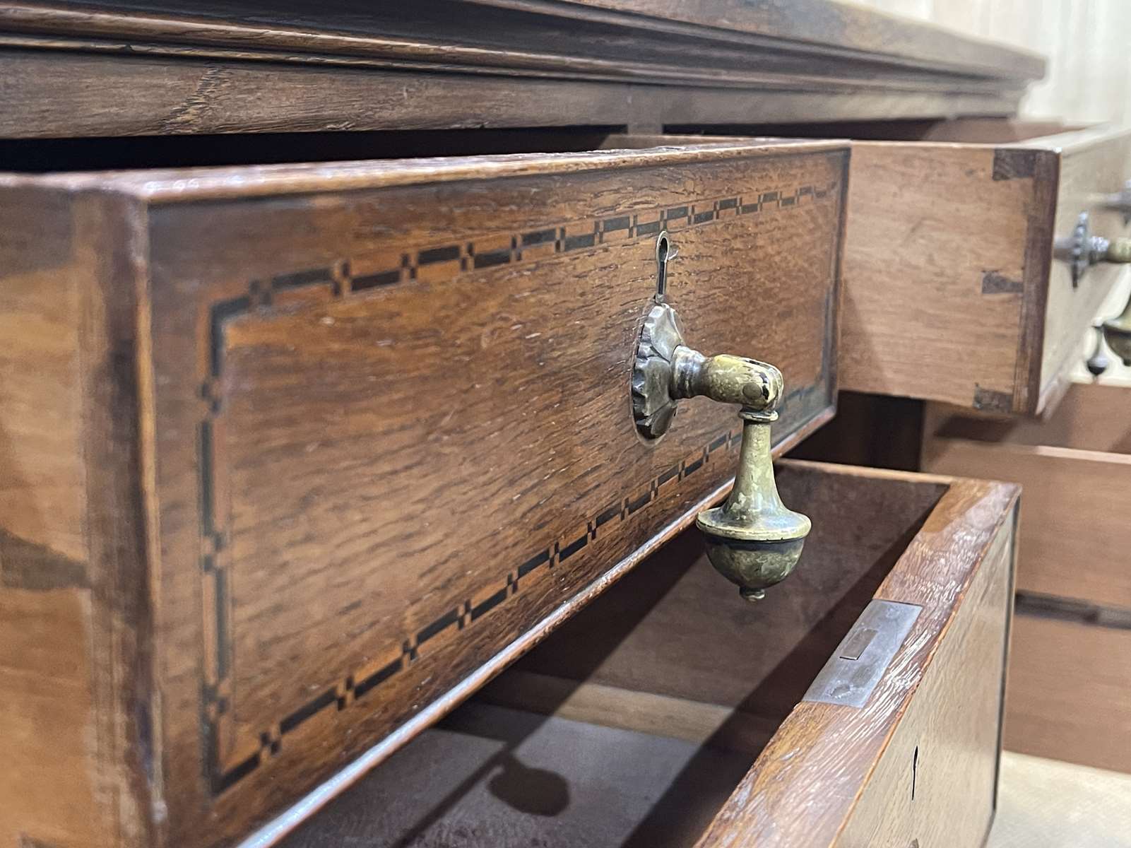 1930s English flat desk in oak