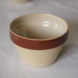 Set of 4 small stoneware bowls, beige and brown, Digoin France