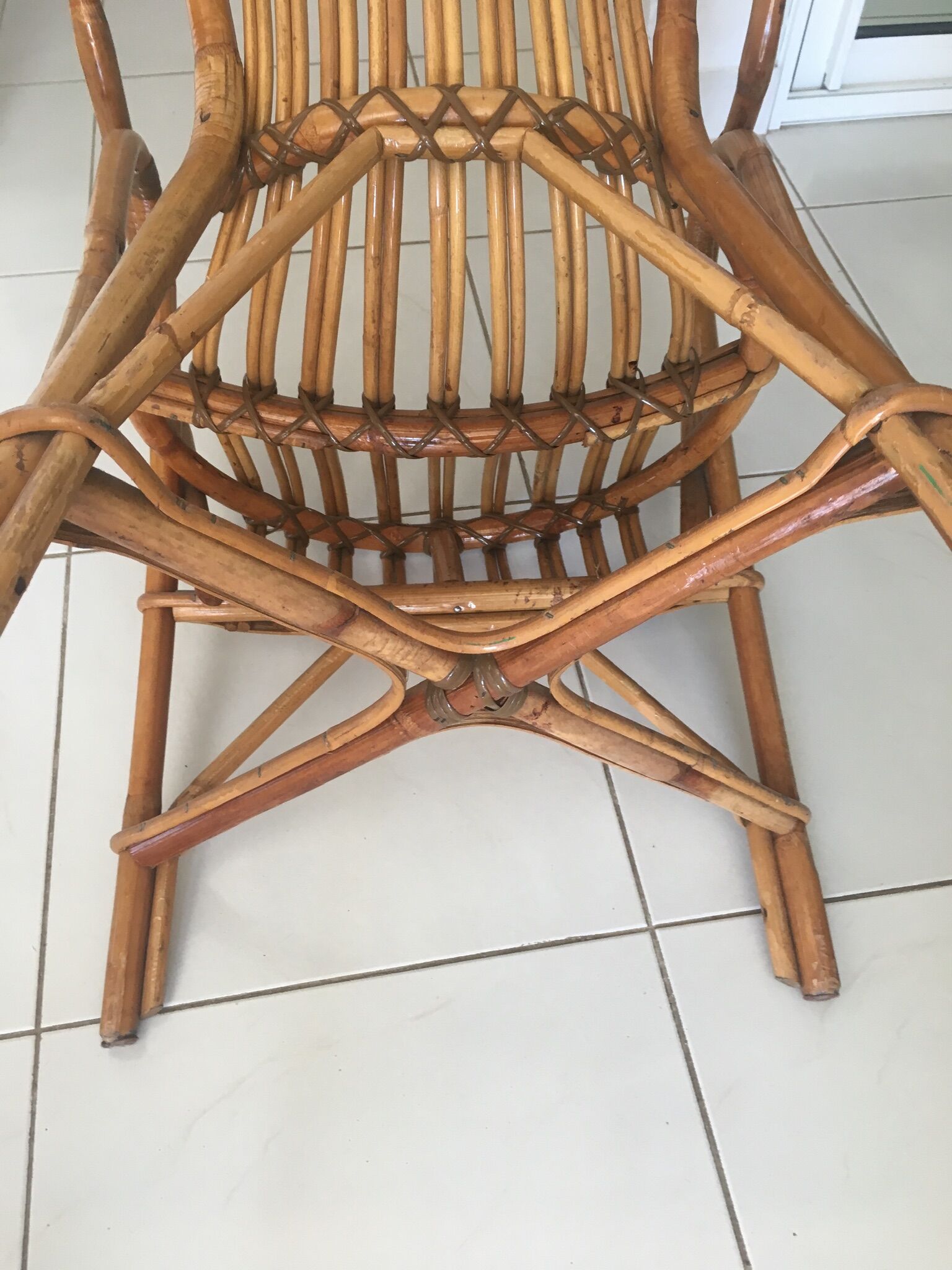 Pair of vintage rattan armchairs
