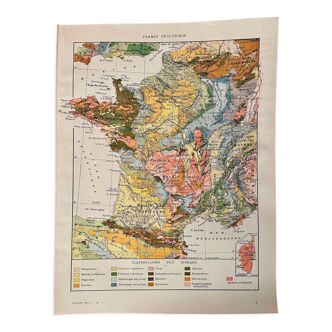 Old geological France map - 1920