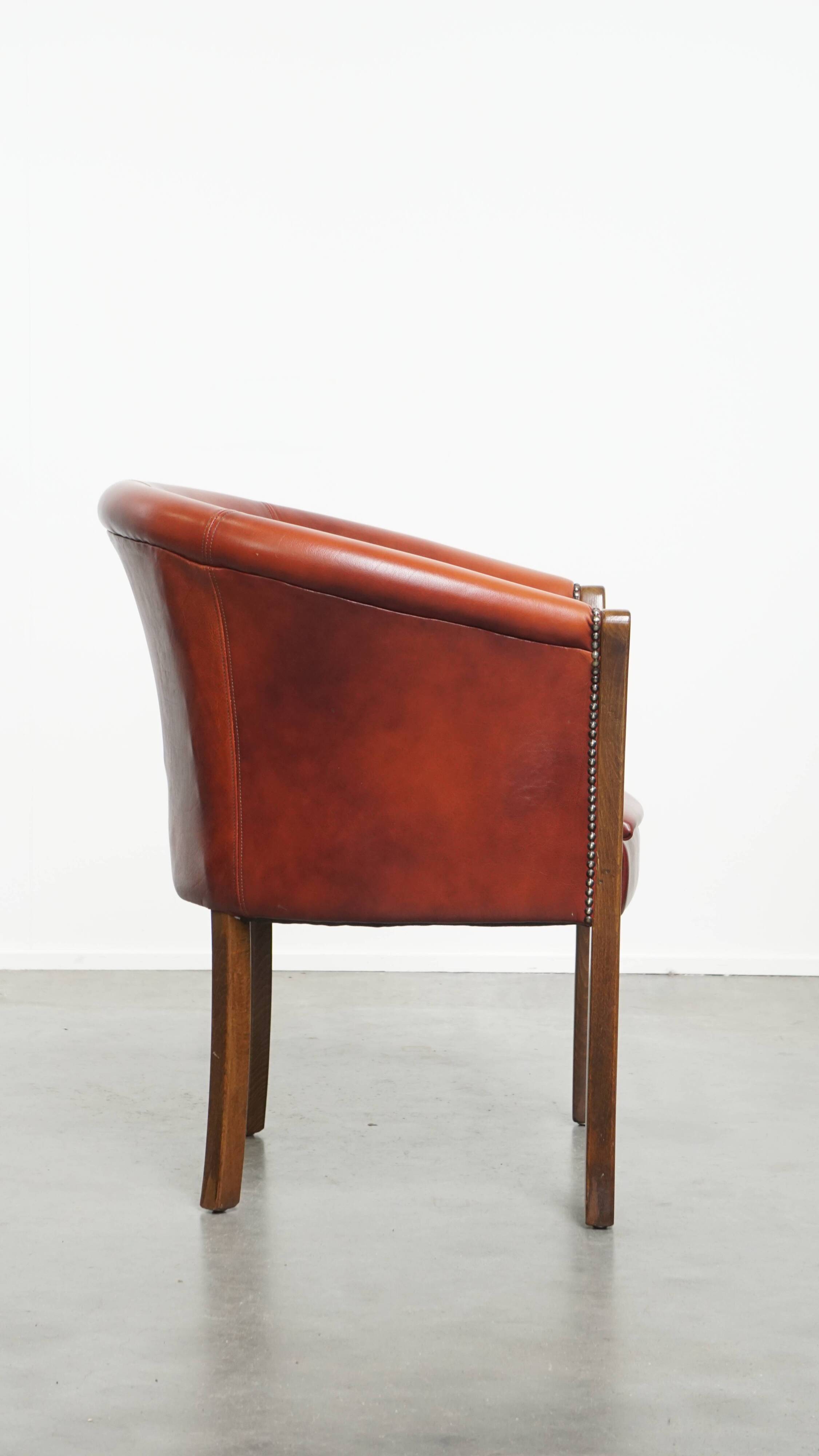 Red-brown cowhide leather office chair/side chair