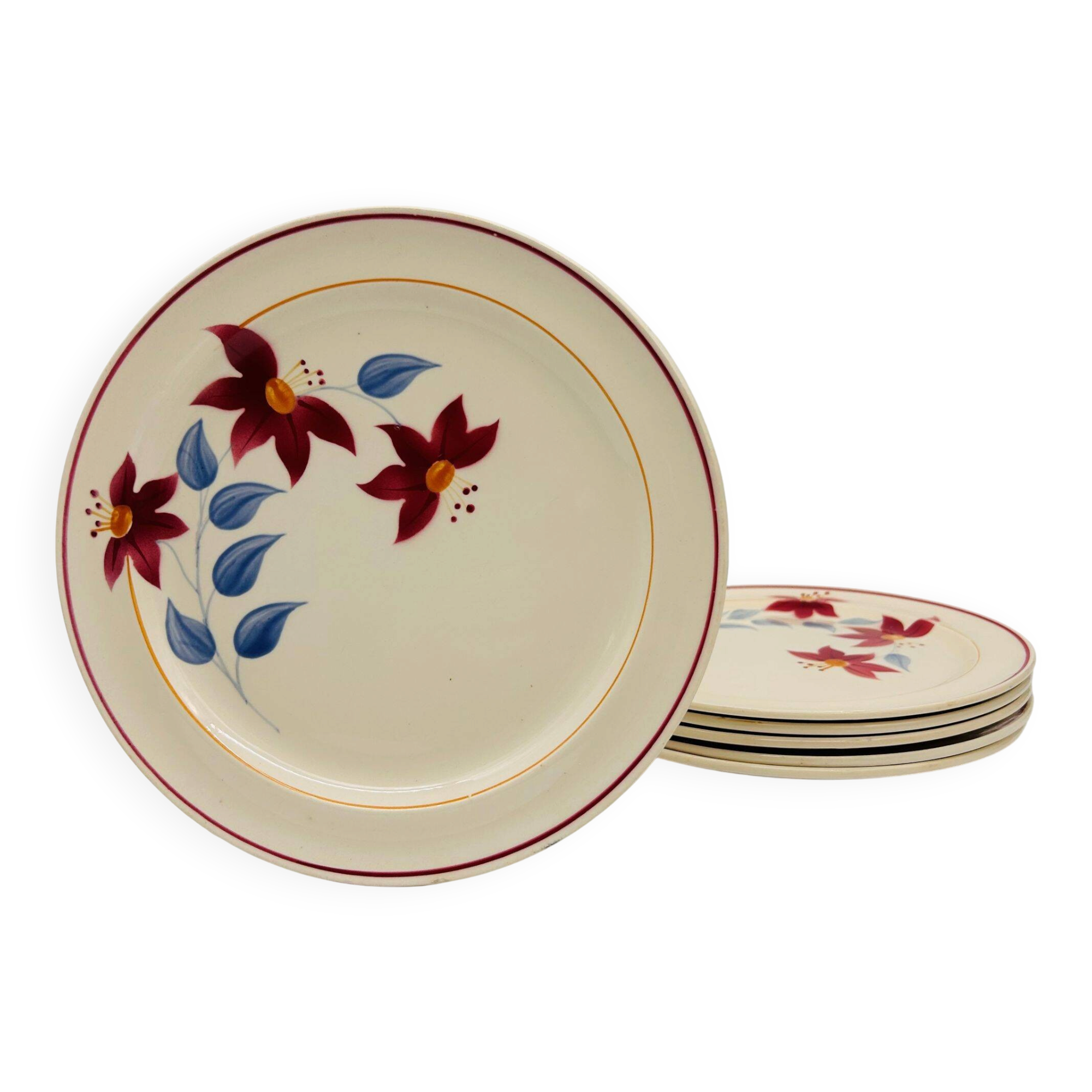 6 flat plates. Moulin des Loups. Model Sylvie.