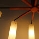 Eight-light mid-century modern teak and glass chandelier