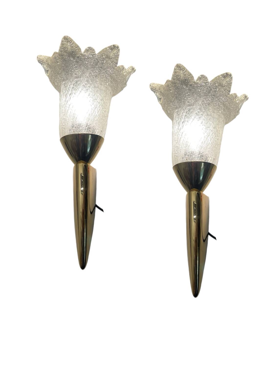 Murano Glass Brass Sconces Set of 2