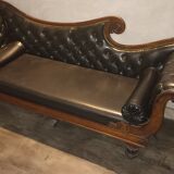 Récamier sofa 1850 period upholstered leather