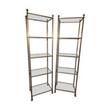 Pair of brass and gilded bronze shelves feet lion's feet