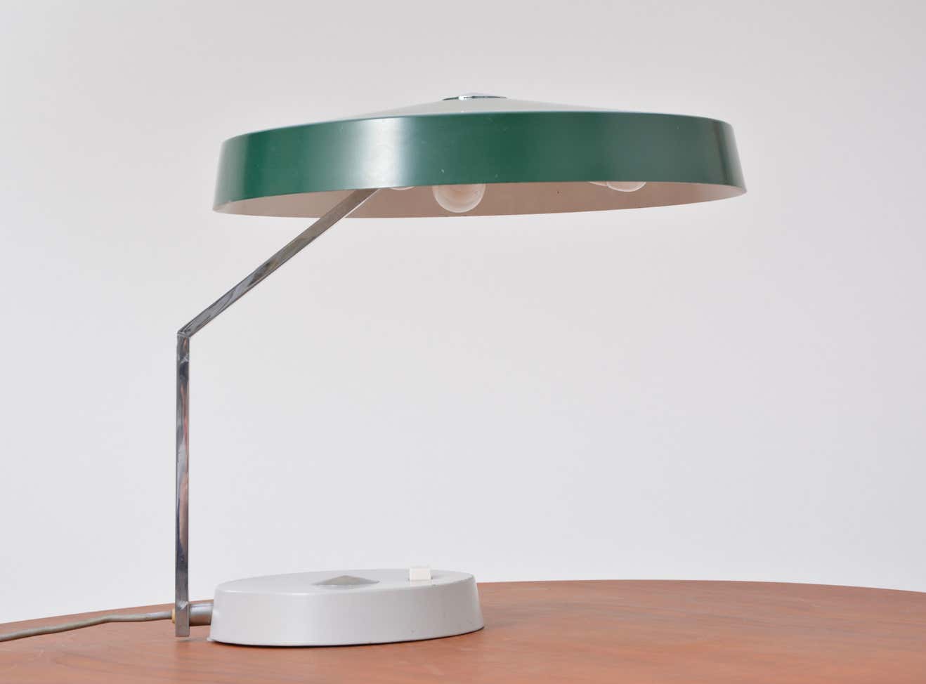 Mid-century German green vintage metal desk lamp with flexible lampshade