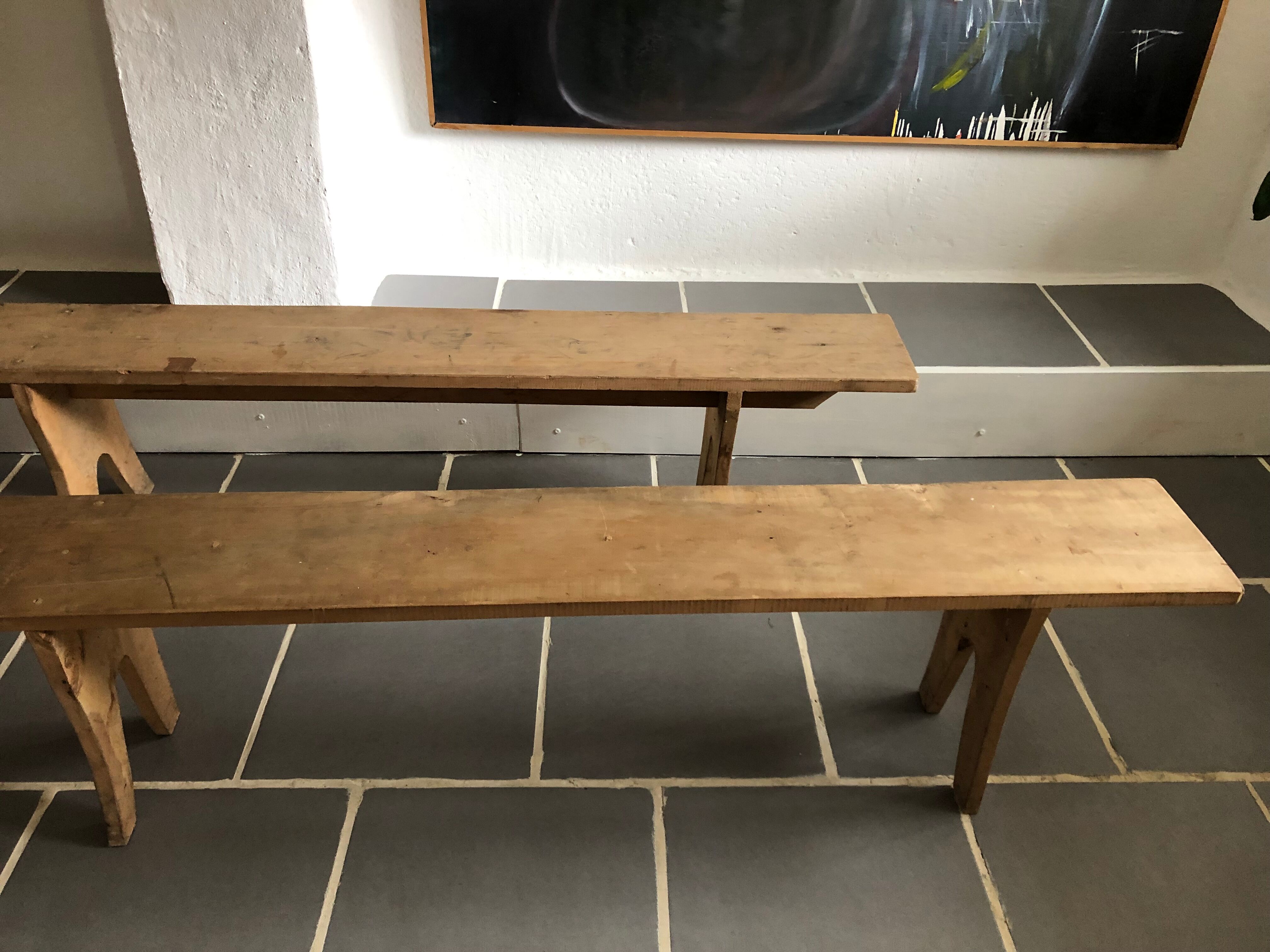 Pair of old farm benches 3 meters