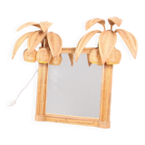 Miroir lumineux en rotin 100x80cm