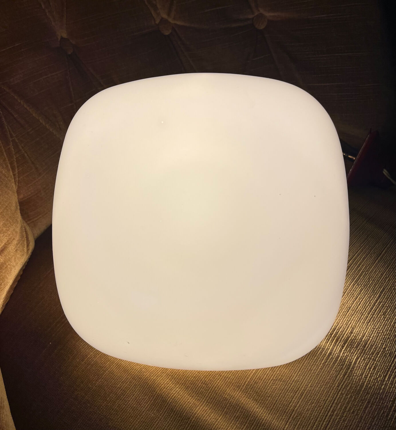 Square opaline ceiling light fixture.