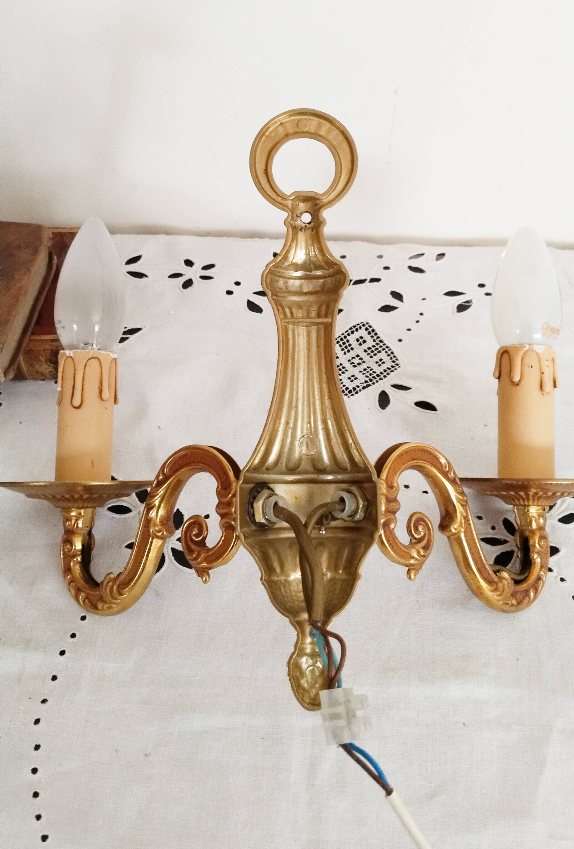 2-light brass wall light, vintage, Louis XVI style