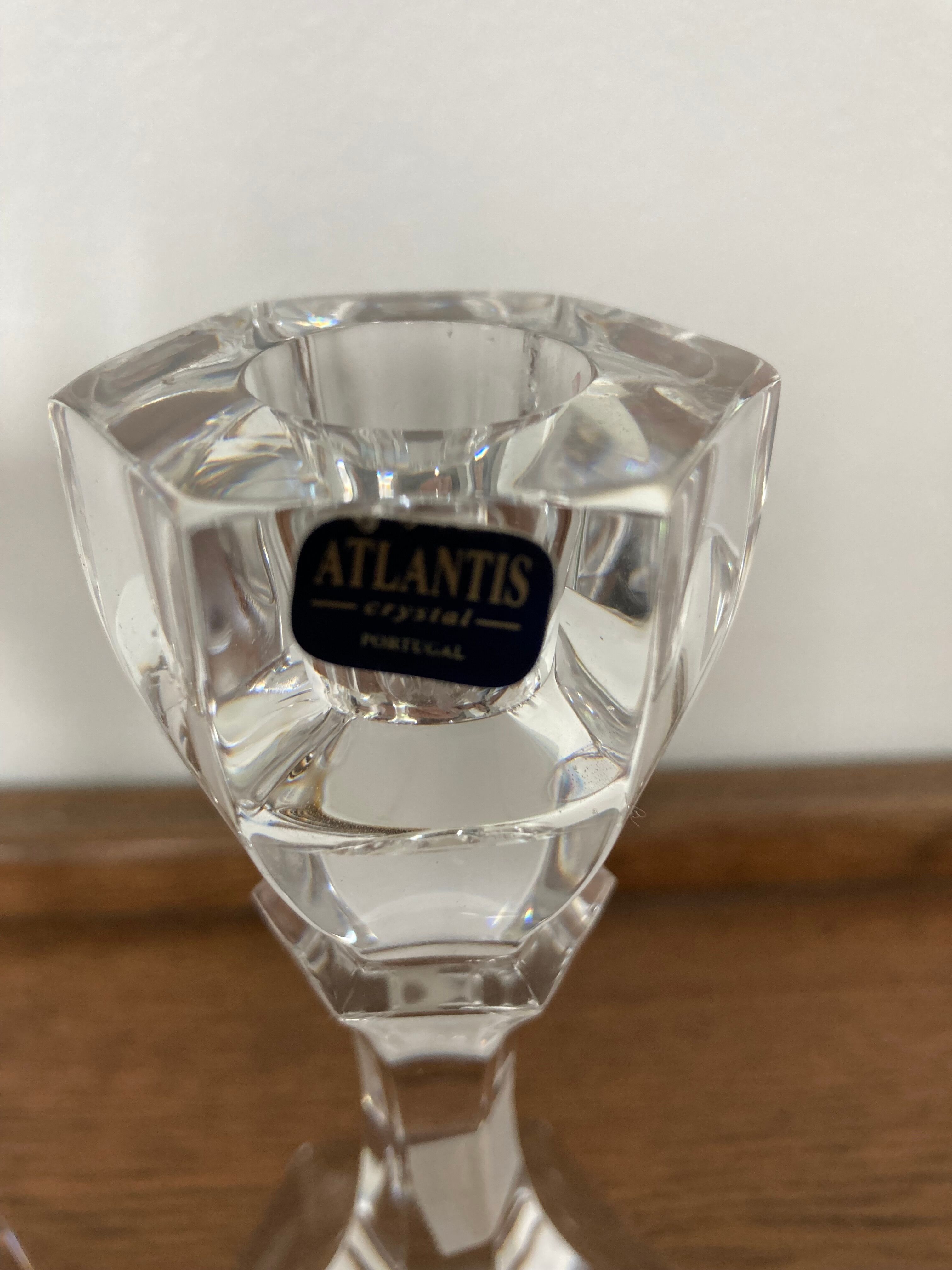 Pair of crystal candle holders
