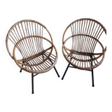 Two rattan armchairs