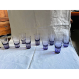 9 short glasses in purple glass