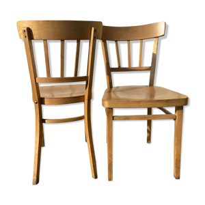 Paire de chaises bistrot en hêtre clair
