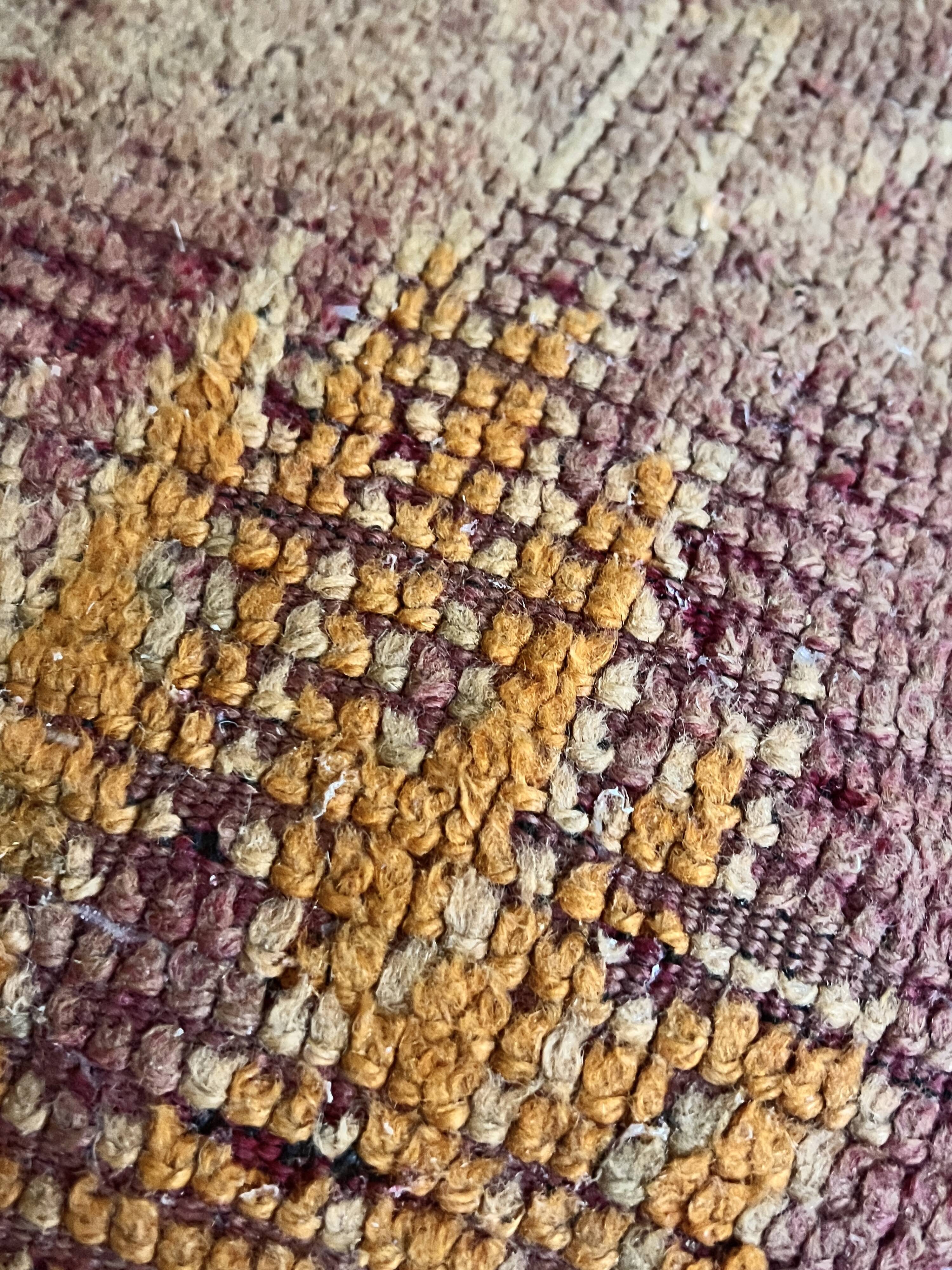 Vintage Berber pouf in handwoven wool