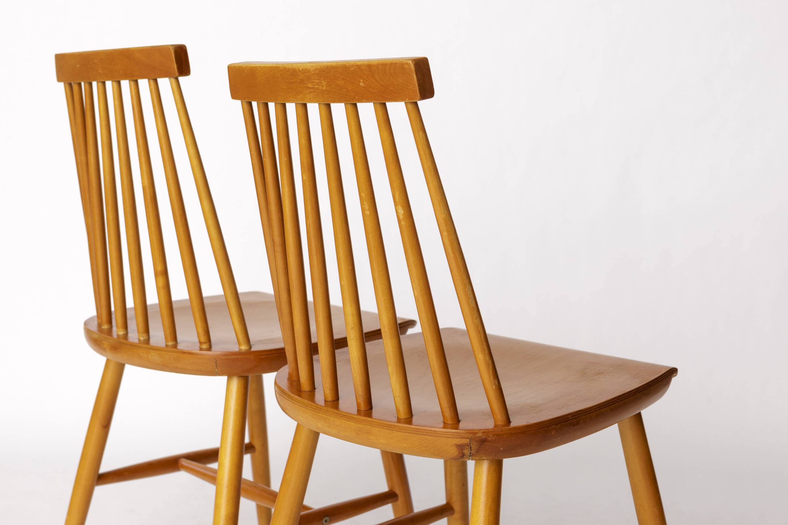 Pair Yngve Ekström "Pinocchio" Dining Chairs – Swedish Beechwood, 1960s