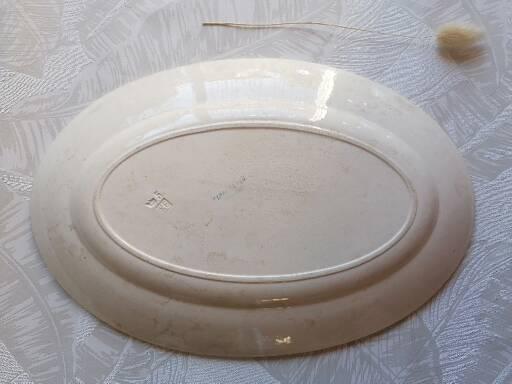 Oval dish and delight earthenware blue iron earth model Boulogne crockery nineteenth century