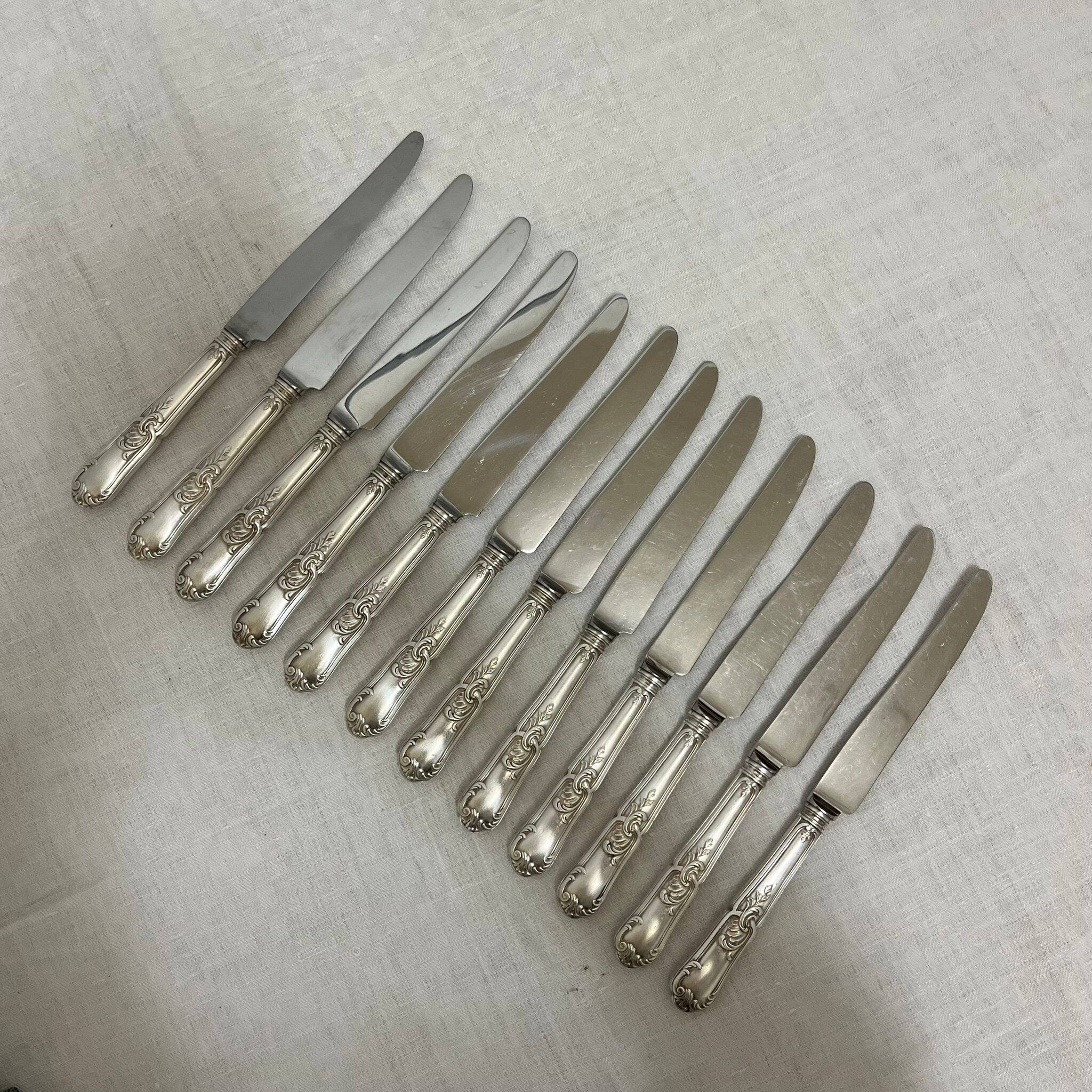 12 table knives - Silver metal - Rococo style