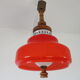 Large suspension in orange opaline and wood design 70s