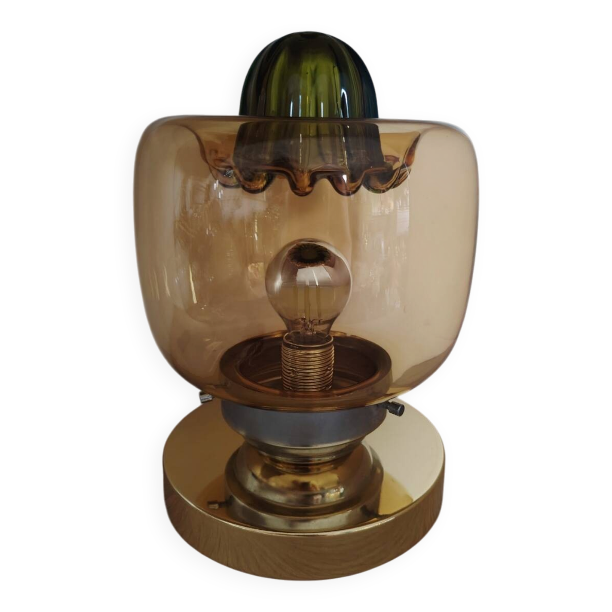 Amber green Murano globe as a lamp