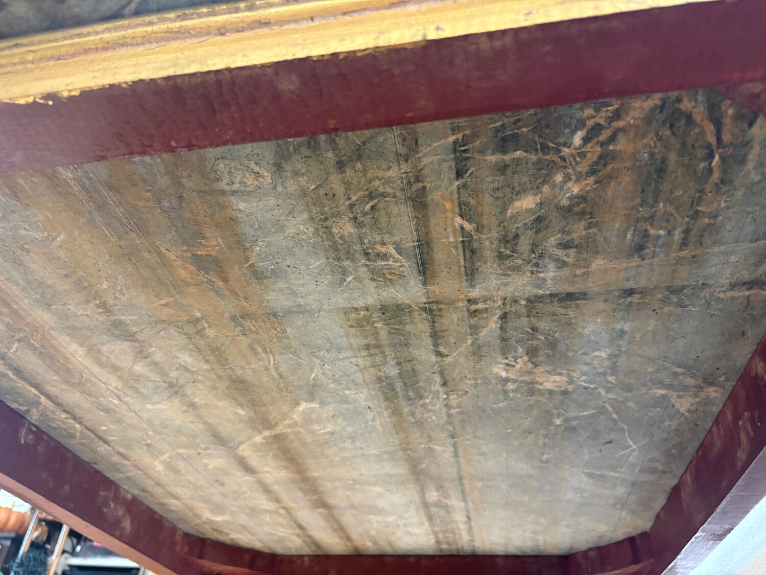 Coffee table in green marble and gilded wood, Louis XVI / Rococo style