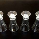 1970s 4 Champagne Flutes Clear Faceted Glass